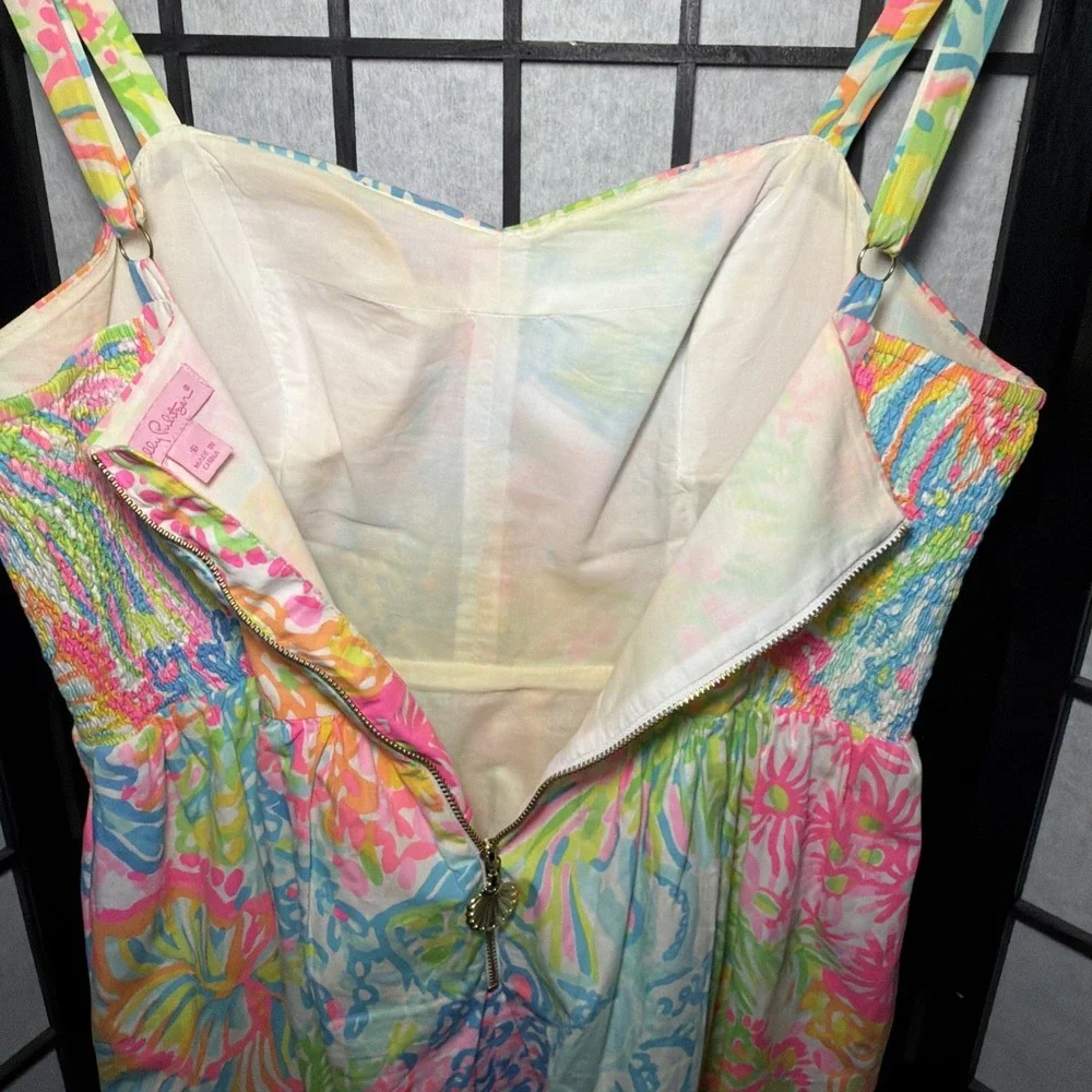 Lilly Pulitzer Ardleigh Neon Floral Sun Party Cocktails Dress Sz 6 Adjust Straps - Picture 8 of 11